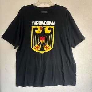 Throwdown MMA T Shirt Mens XL Black German Eagle Crest Graphic Tee Made in USA